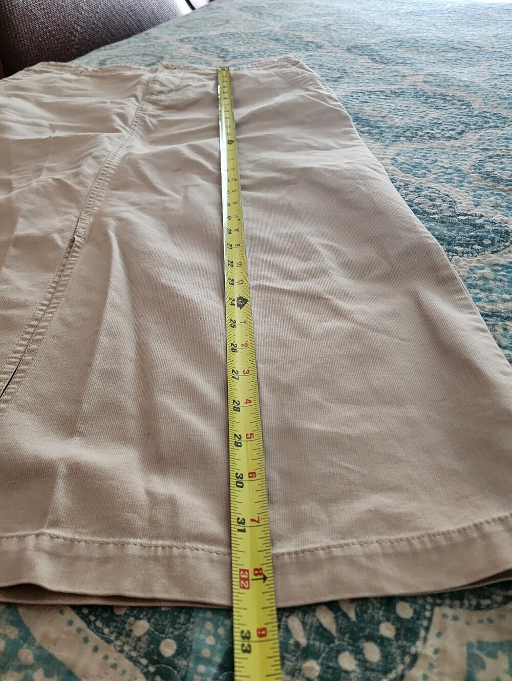 Vintage 90s White Stag Khaki Cotton Midi Skirt Slit Desert Sand Minimalist Y2K - Picture 5 of 9